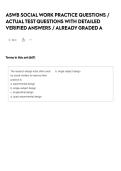 ASWB SOCIAL WORK PRACTICE QUESTIONS &sol; ACTUAL TEST QUESTIONS WITH DETAILED VERIFIED ANSWERS &sol; ALREADY GRADED A