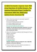 Certified Stormwater Inspector Exam With Actual Questions & Verified Answers&comma; Plus Explained Rationales&sol;Expert Verified For Guaranteed 100&percnt; Pass 2026&sol;Latest Update&sol;Instant Download Pdf