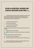 NCLEX 150 QUESTIONS&comma; ANSWERS AND CLINICAL REASONING EXAM PREP &num; 4