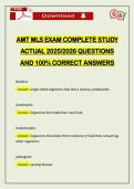 AMT MLS EXAM COMPLETE STUDY ACTUAL 2026 QUESTIONS AND 100&percnt; CORRECT ANSWERS
