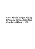 Lewis&colon; Medical-Surgical Nursing in Canada&comma; 4th Canadian Edition &ndash; Complete Chapters 1&ndash;72 Test Bank &lpar;2026&sol;2027&rpar;