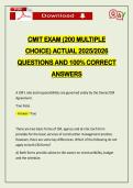 CMIT EXAM &lpar;200 MULTIPLE CHOICE&rpar; ACTUAL 2026 QUESTIONS AND 100&percnt; CORRECT ANSWERS