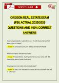 OREGON REAL ESTATE EXAM &lpar;PSI&rpar; ACTUAL 2026 QUESTIONS AND 100&percnt; CORRECT ANSWERS