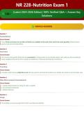 NR 228 &ndash; Nutrition Exam 1 120&plus; &lpar;Latest 2025&ndash;2026 Edition&rpar; 100&percnt; Verified Q&A &plus; Answer Key Solutions
