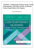Test Bank for Contemporary Nursing&colon; Issues&comma; Trends&comma; & Management 10th Edition &lpar;Author&colon; by Barbara Cherry&rpar; Latest Edition &vert; Covers All Chapters