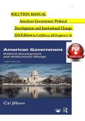 SOLUTION MANUAL For American Government&colon; Political Development and Institutional Change 12th Edition by Cal Jillson&comma; Verified Chapters 1 - 16&comma; Complete Newest Version