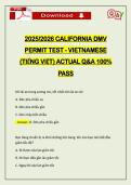 2026 CALIFORNIA DMV PERMIT TEST - VIETNAMESE &lpar;TIẾNG VIỆT&rpar; ACTUAL Q&A 100&percnt; PASS