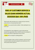 RISE UP CUSTOMER SERVICE & SALES EXAM ANSWERS ACTUAL 2026 Q&A 100&percnt; PASS