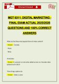 MGT 6311&colon; DIGITAL MARKETING - FINAL EXAM ACTUAL 2026 QUESTIONS AND 100&percnt; CORRECT ANSWERS