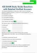 ICE EXAM Study Guide Questions  with Detailed Verified Answers