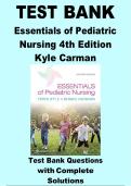 Test Bank For Essentials of Pediatric Nursing 4th Edition by Terri Kyle and Susan Carman ISBN 9781975139841 Chapters&lpar;1 to 29&rpar;