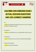 UGA RMIN 4000 EDMUNDS EXAM 1 ACTUAL 2026 QUESTIONS AND 100&percnt; CORRECT ANSWERS
