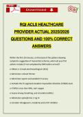 RQI ACLS HEALTHCARE PROVIDER ACTUAL 2026 QUESTIONS AND 100&percnt; CORRECT ANSWERS