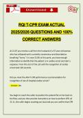 RQI T-CPR EXAM ACTUAL 2026 QUESTIONS AND 100&percnt; CORRECT ANSWERS