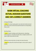 NASM VIRTUAL COACHING ACTUAL 2026 QUESTIONS AND 100&percnt; CORRECT ANSWERS