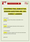 ETM SPRING FINAL EXAM ACTUAL 2026 QUESTIONS AND 100&percnt; CORRECT ANSWERS