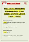RASMUSSEN UNIVERSITY MDC I FINAL EXAM SPRING ACTUAL 2026 QUESTIONS AND 100&percnt; CORRECT ANSWERS