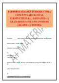 PATHOPHYSIOLOGY INTRODUCTORY CONCEPTS AD CLINICAL PERSPECTIVES F&period;A&period; DAVIS &lpar;FINAL&rpar; EXAM QUESTIONS AND ANSWERS GRADED A&plus; 2025&sol;2026
