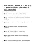 ILLINOIS FIELD CROP APPLICATORS TEST 2026 COMPREHENSIVE STUDY GUIDE COMPLETE SOLUTIONS VERIFIED