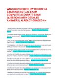 WGU D487 SECURE SW DESIGN OA EXAM 2026 ACTUAL EXAM COMPLETE ACCURATE EXAM QUESTIONS WITH DETAILED ANSWERS &vert; ALREADY GRADED A&plus;