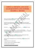 CRITICAL THINKING AND LOGIC EXAM QUESTIONS AND ANSWERS GRADED A&plus; 2025&sol;2026