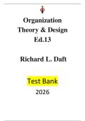 Organization Theory & Design 13th Edition Test Bank A&plus; ISBN 9781305500668 by Daft