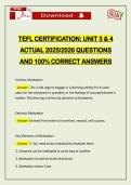 TEFL CERTIFICATION&colon; UNIT 3 & 4 ACTUAL 2026 QUESTIONS AND 100&percnt; CORRECT ANSWERS