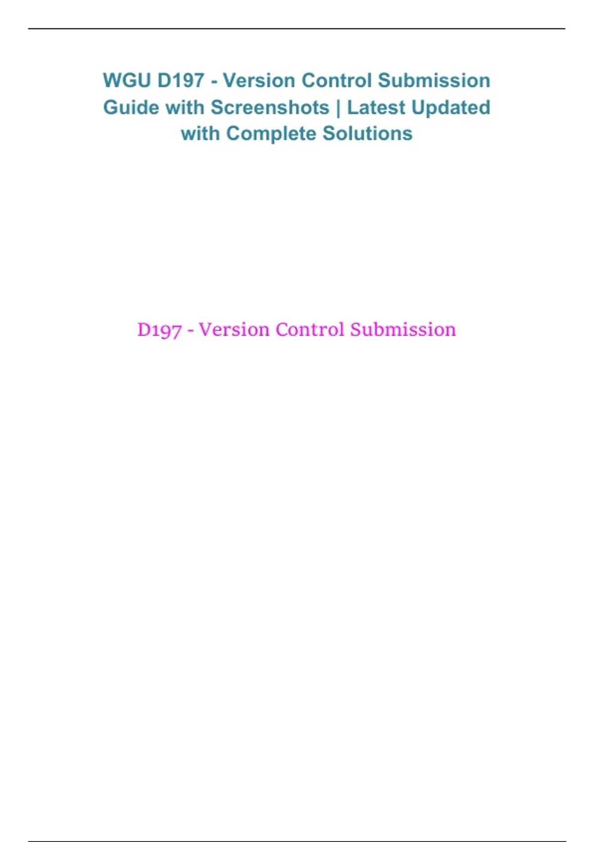 WGU D197 Version Control Submission Guide with Screenshots | Western ...