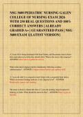 NSG 3600 PEDIATRIC NURSING GALEN  COLLEGE OF NURSING EXAM 2026  WITH 250 REAL QUESTIONS AND 100&percnt;  CORRECT ANSWERS &vert; ALREADY  GRADED A&plus; &vert; GUARANTEED PASS &vert; NSG  3600 EXAM 1&lbrack;LATEST VERSION&rsqb; 