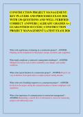 CONSTRUCTION PROJECT MANAGEMENT&colon;  KEY PLAYERS AND PROCESSES EXAM 2026  WITH 130 QUESTIONS AND WELL-VERIFIED  CORRECT ANSWERS &vert; ALREADY GRADED A&plus; &vert;  GUARANTEED SUCCESS &vert; CONSTRUCTION  PROJECT MANAGEMENT LATEST EXAM 2026