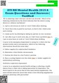 ATI RN Mental Health 2019 A  Exam Questions and Answers&vert;  Verified 