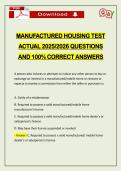 MANUFACTURED HOUSING TEST ACTUAL 2026 QUESTIONS AND 100&percnt; CORRECT ANSWERS