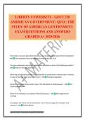 LIBERTY UNIVERSITY - GOVT 220 AMERICAN GOVERNMENT &vert; QUIZ&colon; THE STUDY OF AMERICAN GOVERNMENT&period; EXAM QUESTIONS AND ANSWERS GRADED A&plus; 2025&sol;2026
