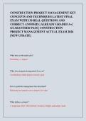 CONSTRUCTION PROJECT MANAGEMENT KEY  CONCEPTS AND TECHNIQUES LATEST FINAL  EXAM WITH 130 REAL QUESTIONS AND  CORRECT ANSWERS &vert; ALREADY GRADED A&plus; &vert;  GUARANTEED PASS &vert; CONSTRUCTION  PROJECT MANAGEMENT ACTUAL EXAM 2026  &lbrack;NEW UPDATE&rsqb; 