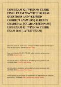 USPS EXAM 421 WINDOW CLERK  FINAL EXAM 2026 WITH 180 REAL  QUESTIONS AND VERIFIED  CORRECT ANSWERS &vert; ALREADY  GRADED A&plus; &vert; GUARANTEED PASS &vert;  USPS EXAM 421 WINDOW CLERK  EXAM 2026 &lbrack;LATEST EXAM&rsqb; 