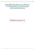 WGU D099 Sales Management Module 1&ndash;12 Quizzes Review &vert; Western Governors University &vert; 2026&sol;2027 Complete Solutions