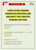 LATEST ACTUAL 2026 WASHINGTON PESTICIDE LAWS AND SAFETY TEST&comma; PRACTICE EXAM Q&A 100&percnt; PASS