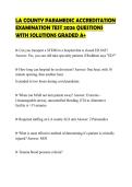 LA COUNTY PARAMEDIC ACCREDITATION EXAMINATION TEST 2026 QUESTIONS WITH SOLUTIONS GRADED A&plus;