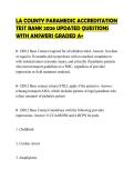 LA COUNTY PARAMEDIC ACCREDITATION TEST BANK 2026 UPDATED QUESTIONS WITH ANSWERS GRADED A