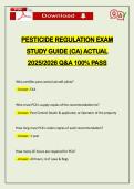 PESTICIDE REGULATION EXAM STUDY GUIDE &lpar;CA&rpar; ACTUAL 2026 Q&A 100&percnt; PASS