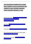 ACA ASSURANCE EXAM&lpar;ACTUAL EXAM&rpar; WITH CORRECT ACTUAL QUESTIONS AND CORRECTLY WELL DEFINED ANSWERS LATEST ALREADY GRADED A&plus; 2026