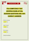 PCA COMPETENCY TEST &lpar;GEORGIA EXAM&rpar; ACTUAL 2026 QUESTIONS AND 100&percnt; CORRECT ANSWERS