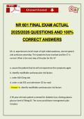 NR 601 FINAL EXAM ACTUAL 2026 QUESTIONS AND 100&percnt; CORRECT ANSWERS