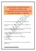 LEARN2SERVE FOOD HANDLER TRAINING COURSE &lpar;ANSI ACCREDITED&rpar; EXAM QUESTIONS AND ANSWERS GRADED A&plus; 2025&sol;2026
