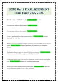 LETRS Unit 2 FINAL ASSESSMENT Exam Guide 2025-2026