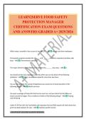 LEARN2SERVE FOOD SAFETY PROTECTION MANAGER CERTIFICATION EXAM QUESTIONS AND ANSWERS GRADED A&plus; 2025&sol;2026