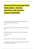 Advanced Pharmacology Exam  Study Guide &ndash; Practice  Questions with Answers&period;  Updated 2025&sol;2026 