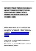 PCA COMPETENCY TEST &lpar;GEORGIA EXAM&rpar; ACTUAL EXAM WITH CORRECT ACTUAL QUESTIONS AND CORRECTLY WELL DEFINED ANSWERS LATEST ALREADY GRADED A&plus; 2026