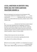 LOCAL ANESTHESIA IN DENTISTRY FINAL PAPER 2026 TEST PAPER QUESTIONS SOLUTIONS GRADED A