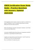 CRCR Certification Exam Study  Guide &ndash; Practice Questions  with Answers&period; Updated  2025&sol;2026 